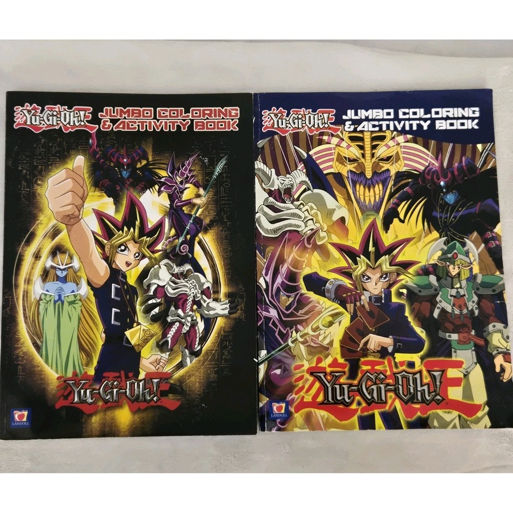 Lot of 2 Yu-Gi-Oh! Jumbo Coloring Activity Books Landoll 2020 Some Pages Colored